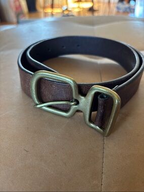 Polo by Ralph Lauren Brown Leather Belt with Brass-Tone Buckle